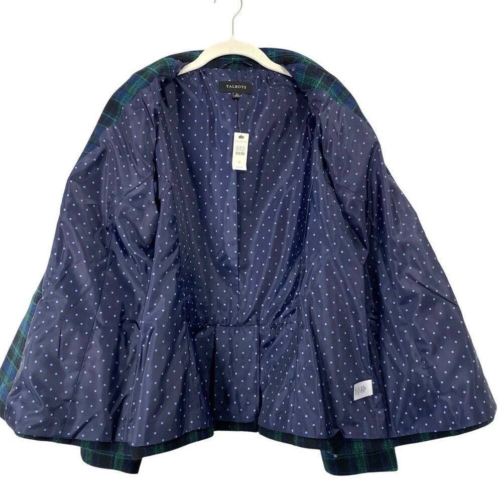 NEW Talbots Tartan plaid wool blend blazer jacket Size 16 green blue old money - Picture 5 of 8